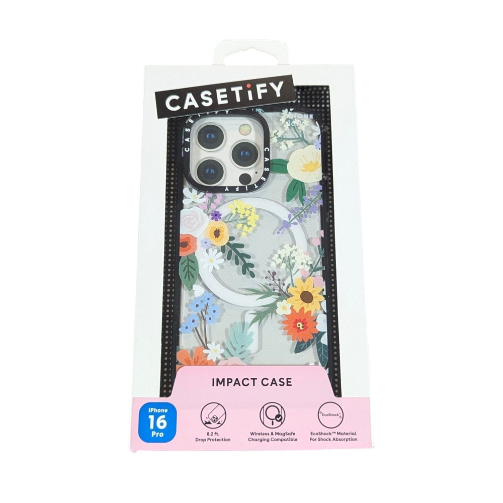 Aa8O CASETiFY Impact Case w/ Magsafe for iPhone 16 Pro 6.3" -Allie Alpine Floral